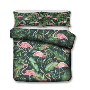 Set Copripiumino Piante Tropicali Fiore Fenicottero Singolo Matrimoniale King Regalo - Foto 1 di 24