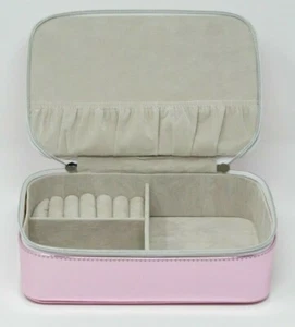 Portable Travel Jewelry Organizer Holder Box (9" x 6" x 2.5") - Metallic Pink - Picture 1 of 6