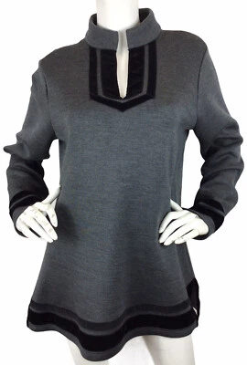 Suéter túnica tejido mezcla lana pasarela Soft Surroundings terciopelo gris L Foto 1 de 4
