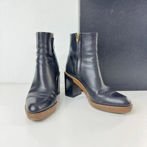 ALEXANDER WANG Jourdan Black Leather Ankle Boot Heel Size 38.5 / 8 Women’s Box - Picture 1 of 11