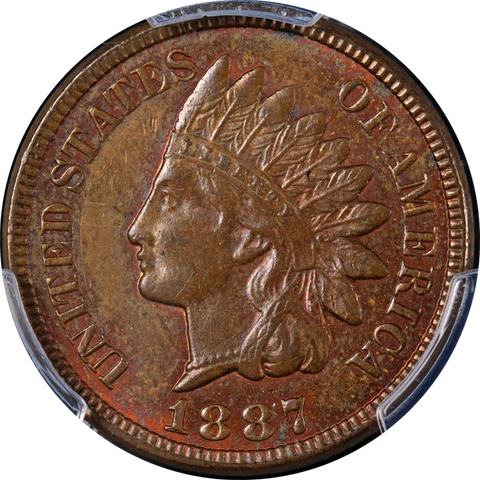 1887 Indian Cent PCGS MS63 BN Great Eye Appeal Nice Strike Cover