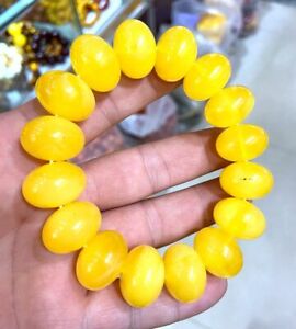 Certificate 14x19mm Abacus Vintage Natural BALTIC AMBER Beeswax Fashion Bracelet