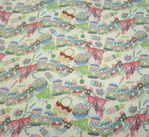 21" Baby Sprinkles Nicole Tamarin Quilting Treasures Pink Green Blue on Yellow - Picture 1 of 3