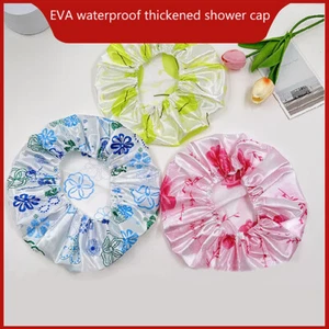 Bilayer Thickened Bath Hat Love Dots Printing Shower Cap Waterproof And Oil Fume - Picture 1 of 18