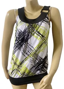 Essentials by MILANO Womens Size Small Sleeveless Retro Mod Print Tank Top Shirt - Picture 1 of 9