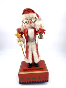 Casse-Noisette Père Noël Jouet Boîte à Musique Mouvement 11" Bras et Bouche Déplacer FLAW - Photo 1/10