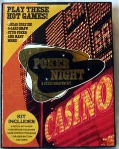 Set poker: POKER NIGHT A Texas Hold'Em Kit tutto in uno set di carte in scatola - Foto 1 di 2