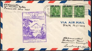 2100 CANAL ZONE TO CILE FFC PRIMA COPERTURA VOLO 1929 PANAGRA CRISTOBAL - SGO. - Foto 1 di 2