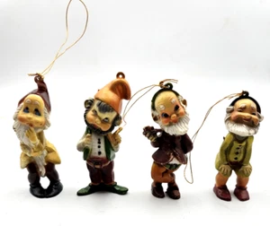 4 Vintage Old World Figures Elf Ornaments Gnome Pixie Dwarves  Christmas Plastic - Picture 1 of 6
