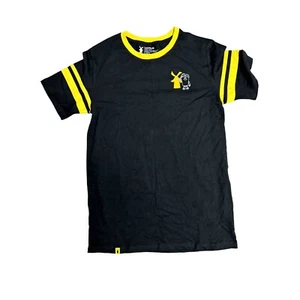 Dutch Bros Size Large Black Yellow Coffee Cup Windmill Short Sleeve Cotton Shirt - Picture 1 of 6