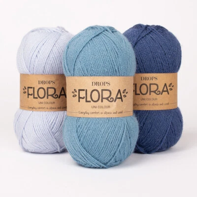 DROPS Flora Alpaca and Wool Sock Weight Knitting Yarn FAST SHIPPING / 29 COLORS - Image 1 of 4