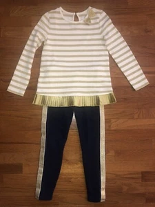 Girls - 2pc Pants Outfit - Sz M - Gold/Navy Blue - Long Sleeve - by Crown & Ivy - Picture 1 of 4