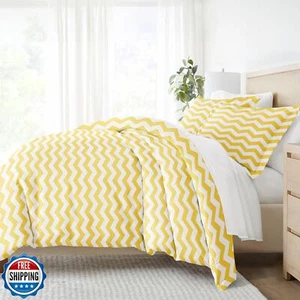 ienjoy Home Ultra Soft Arrow Patterned 3 Piece Duvet Cover Set, Twin, Yellow - Picture 1 of 5