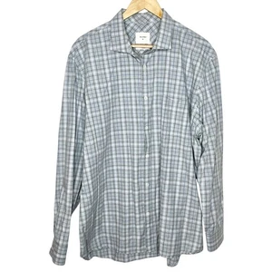 Billy Reid Standard Fit Plaid Button Up Shirt Gray Blue Mens Size XL Cotton - Picture 1 of 7
