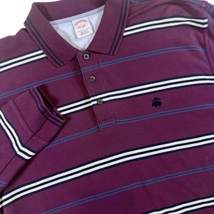 Brooks Brothers Long Sleeve Performance Polo Shirt Mens L Purple Striped Classic - Picture 1 of 6