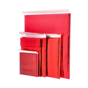 100 Pcs Glamour Metallic Red Poly Bubble Mailers Protective Envelope 9 x 11.5 - Imagen 1 de 5