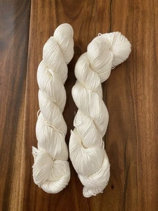 2 Skein Soft Yarn White Silk 200g Total #336 - Picture 1 of 3