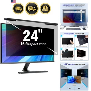 Privacy Screen Filter for 23.8 Inch 24 Inch Monitors Anti Peep Blue Light Filter - Picture 1 of 8