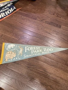 Vintage 50er Jahre Forest Park Zoo Springfield Massachusetts Filz Wimpel - Bild 1 von 4