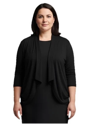 Cárdigan tejido Dressbarn mujer negro frente abierto talla 1X nuevo con etiquetas Foto 1 de 4