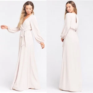show me your mumu dama manga larga envolvente maxi vestido rosa claro gasa xxsmall - Imagen 1 de 9