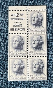 Scott 1213a, 5c Washington, slogan 3, Booklet Pane, MNH - Picture 1 of 1