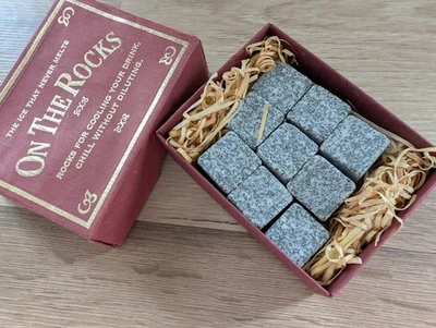 New ON THE ROCKS ice cube stones that chill whiskey drinks Icelandic Gabbro rock - Image 1 of 4