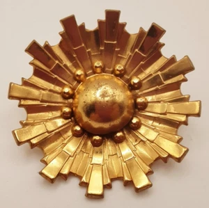 Vintage Coro 1960er Atomic Starburst goldfarbene Brosche 1 7/8" Durchmesser - Bild 1 von 10