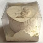 Trinket Box, NEW in box, 3x3’’ Heart shape, Cream & gold, Half moon & stars