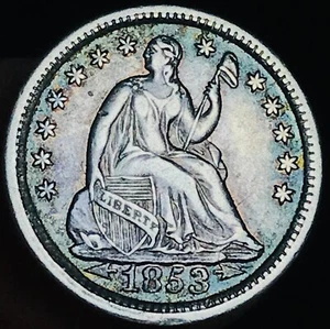 1853 Seated Liberty Half Dime 5C Arrows Choice 90% Silver US Coin CC26336 - Picture 1 of 6
