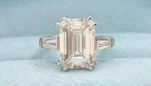 2.50Ct Emerald Cut Lab-Created Diamond Women's Ring 14K White Gold Plated - Picture 1 of 3