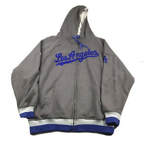 Los Angeles Dodgers Hoodie Mens XL Gray Full Zip Heavyweight Hooded Sweatshirt