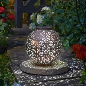 Beautiful Large Boulette Garden Lantern Solar Powered Stunning Silhouette Effect - Picture 1 of 2