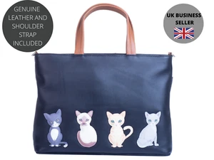 Sitting Cats Classic Soft Leather Cat Grab Shoulder Bag - Mala Leather 7226 65 - Picture 1 of 11