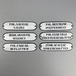 Antike Emaille-Schilder "Gewürze / Kräuter" aus Apotheke, für Apothekerschrank - Bild 1 von 5