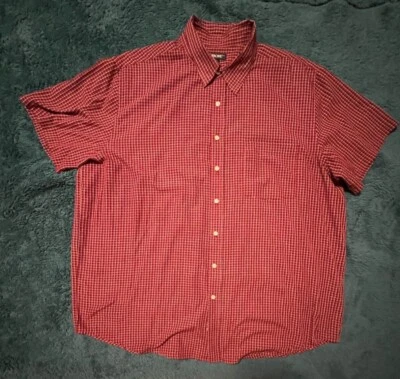 Cherokee-Mens 短袖纽扣领棉质/Poly 衬衫 XXL 2XL 格纹 — 第 1/4 张图片