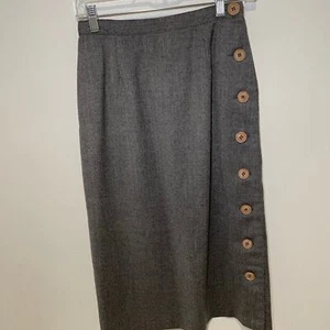 Vintage Bloomingdales High Waist 100% Wolle Rock mit Knöpfen und Futter 26 - Bild 1 von 7