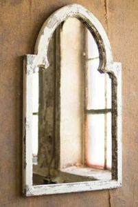 Arched Wood Framed Mirror Distressed Vintage Antique Style - Picture 1 of 3
