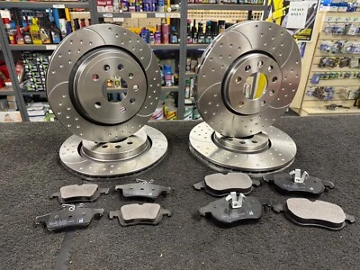 SAAB 9-3 2.0T BRAKE DISC VENTED  DIMPLED GROOVED FRONT REAR BRAKE PADS - Image 1 of 3