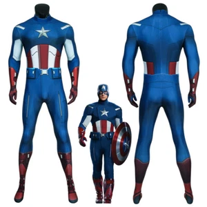 Captain America Costume Cosplay Suit Steve Rogers The Avengers Jumpsuit - Picture 1 of 12