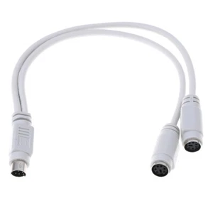 PS2 1 to 2 splitter adapter cable mouse keyboard IC card reader laser scann W❤D - Picture 1 of 8