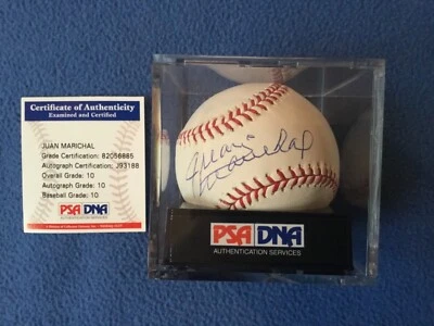 GEM MINT—JUAN MARICHAL-GIANTS-DODGERS-RED SOX--PSA10-10-10-SIGNED-AUTO-MLB - Image 1 of 4