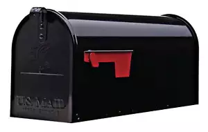Mailboxes Galvanized Steel, Medium, Post-Mount Mailbox in Black - Picture 1 of 4