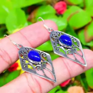 Lapis Lazuli Gemstone 925 Sterling Silver Gift Jewelry Earring 2.32" W856 - Picture 1 of 5