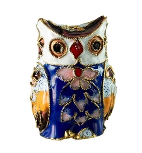Figurine Chouette émail cloisonné multicolore - Hibou métal Déco # 7940 GP A - Imagen 1 de 7