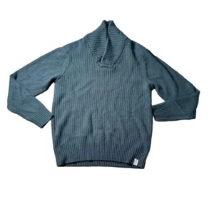 Men's Weatherproof Ribbed Shawl Collar Sweater Classic Knit Pullover Green - Picture 1 of 7