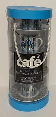 Juego de 4 tazas de café espresso de porcelana con platillos Kirkland Foto 1 de 2