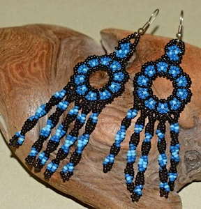 Pendientes de cuentas hechos a mano Oregon hechos a mano artesanales locales adorno y uso ceremonial - Imagen 1 de 3