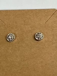 Kleine Ohrstecker Strass versilbert Kreis rund Sternenmuster Western - Bild 1 von 5