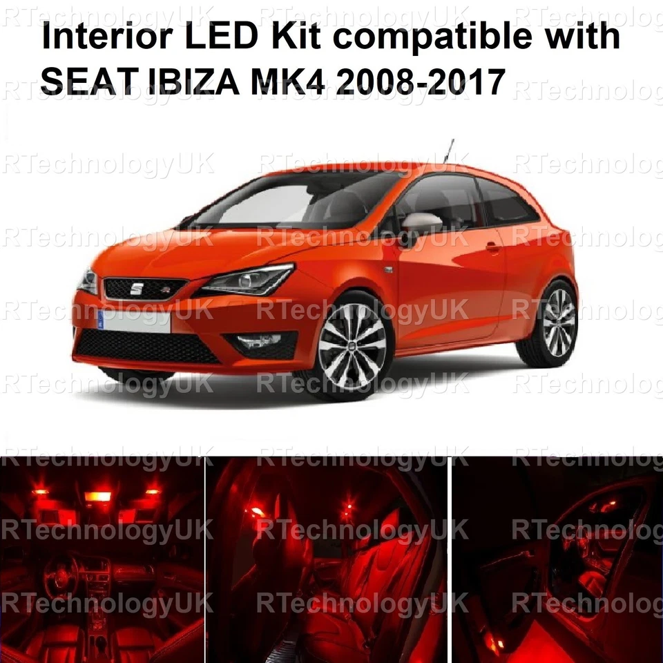 PREMIUM INTERIOR RED LED LIGHT KIT compatible with SEAT IBIZA MK4 2008-2017 - Image 1 of 1